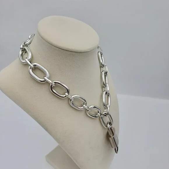 Authentic Louis Vuitton Padlock w/Unbranded Stainless Steel Plated Silver Chain - Picture 3 of 7